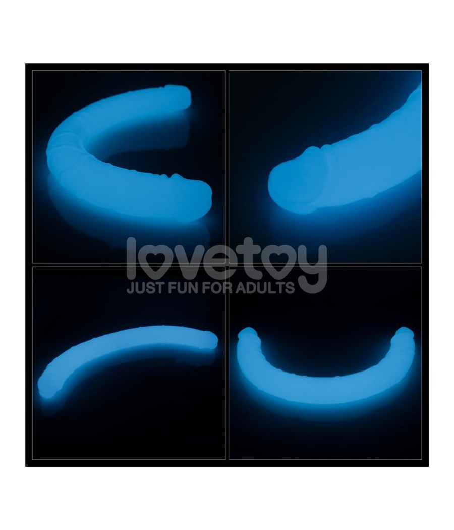 Dildo Doble Lumino Luz Azul 185