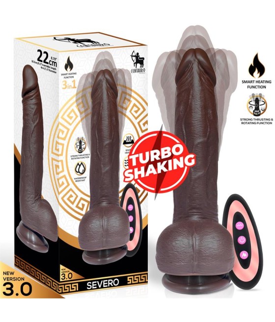 Severo Dildo Realista Turbo Shaking Thrusting, Rotación 360º Control Remoto Efecto Calor