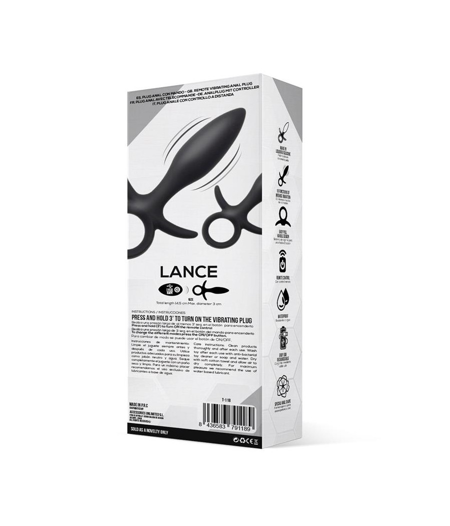 Lance Plug Anal Control Remoto Silicona Liquida USB