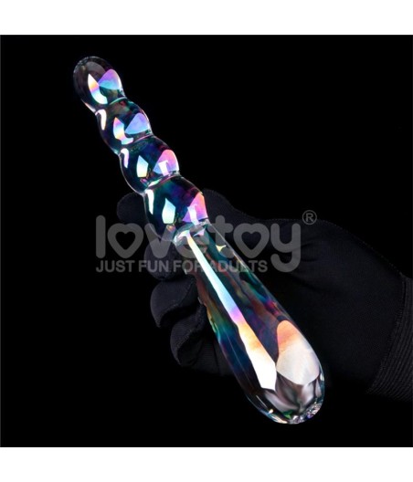 Dildo de Cristal que Brilla en la Oscuridad Twilight Gleam Rising Ripples