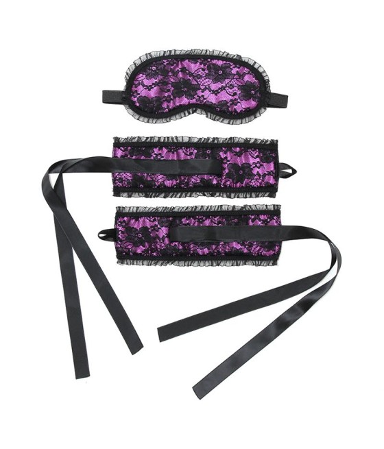 Rimba Bondage Play Esposas y Mascara Estilo Burlesque Color Purpura