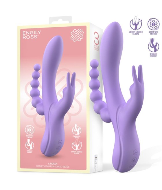 Lindsay Vibrador con Cadena Anal Silicona Liquida Unibody Flexible 2 Motores