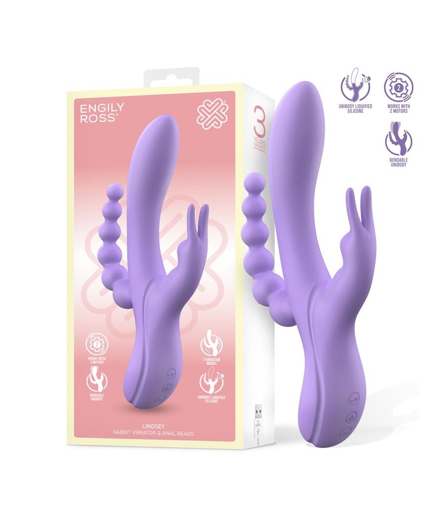 Lindsay Vibrador con Cadena Anal Silicona Liquida Unibody Flexible 2 Motores