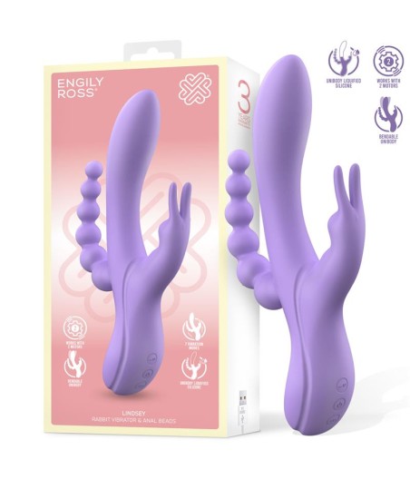 Lindsay Vibrador con Cadena Anal Silicona Líquida Unibody Flexible 2 Motores