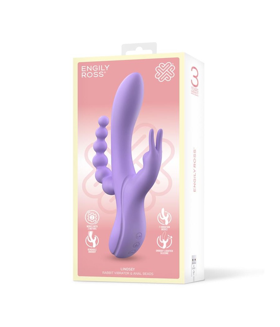 Lindsay Vibrador con Cadena Anal Silicona Liquida Unibody Flexible 2 Motores