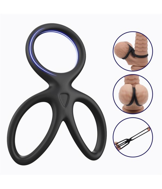 Anillo Triple Pene y Testiculos Silicona Liquida Flexible