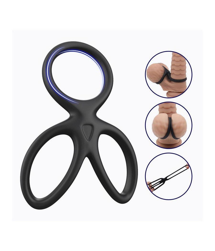 Anillo Triple Pene y Testiculos Silicona Liquida Flexible