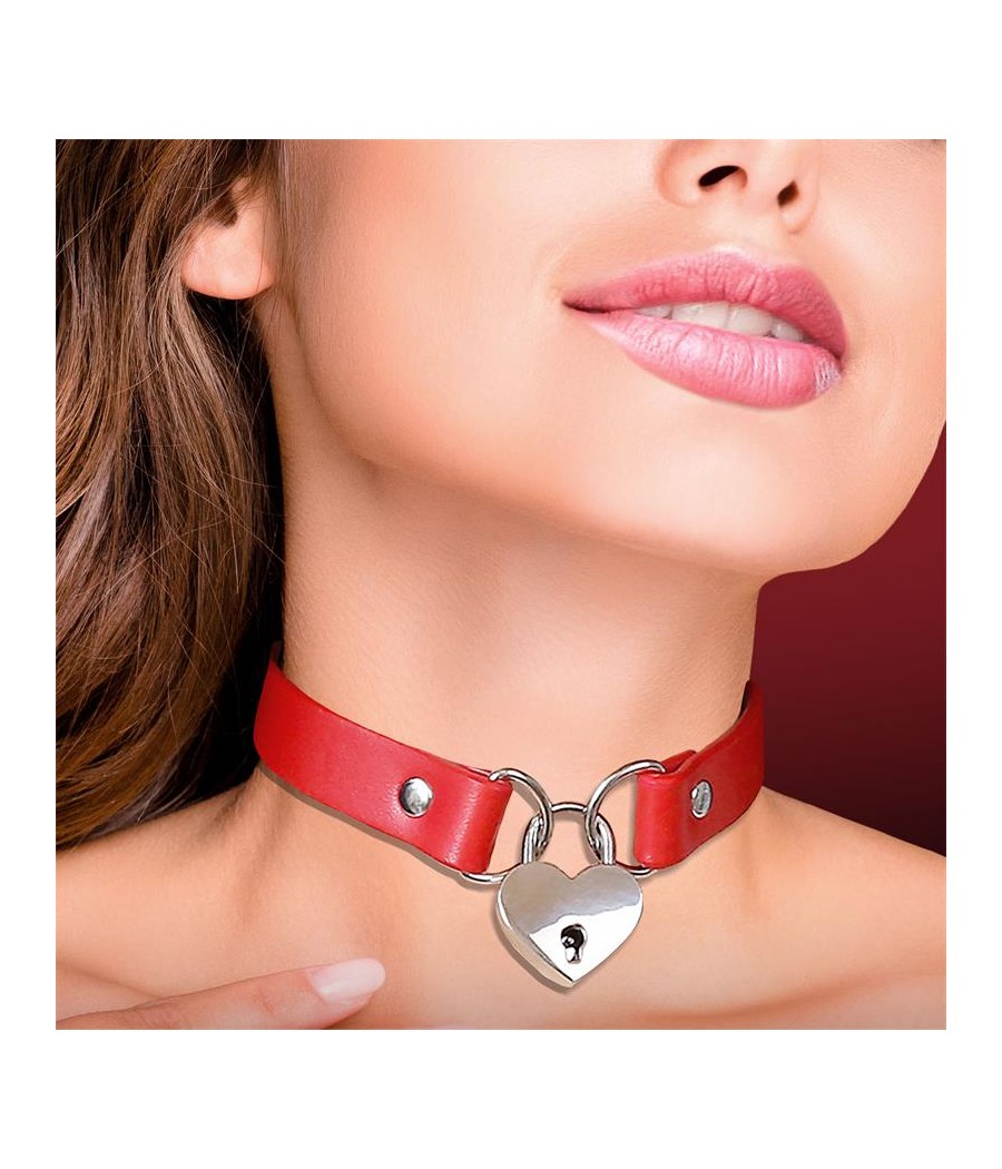 Collar con Candado de Corazon Cuero Vegano Talla unica