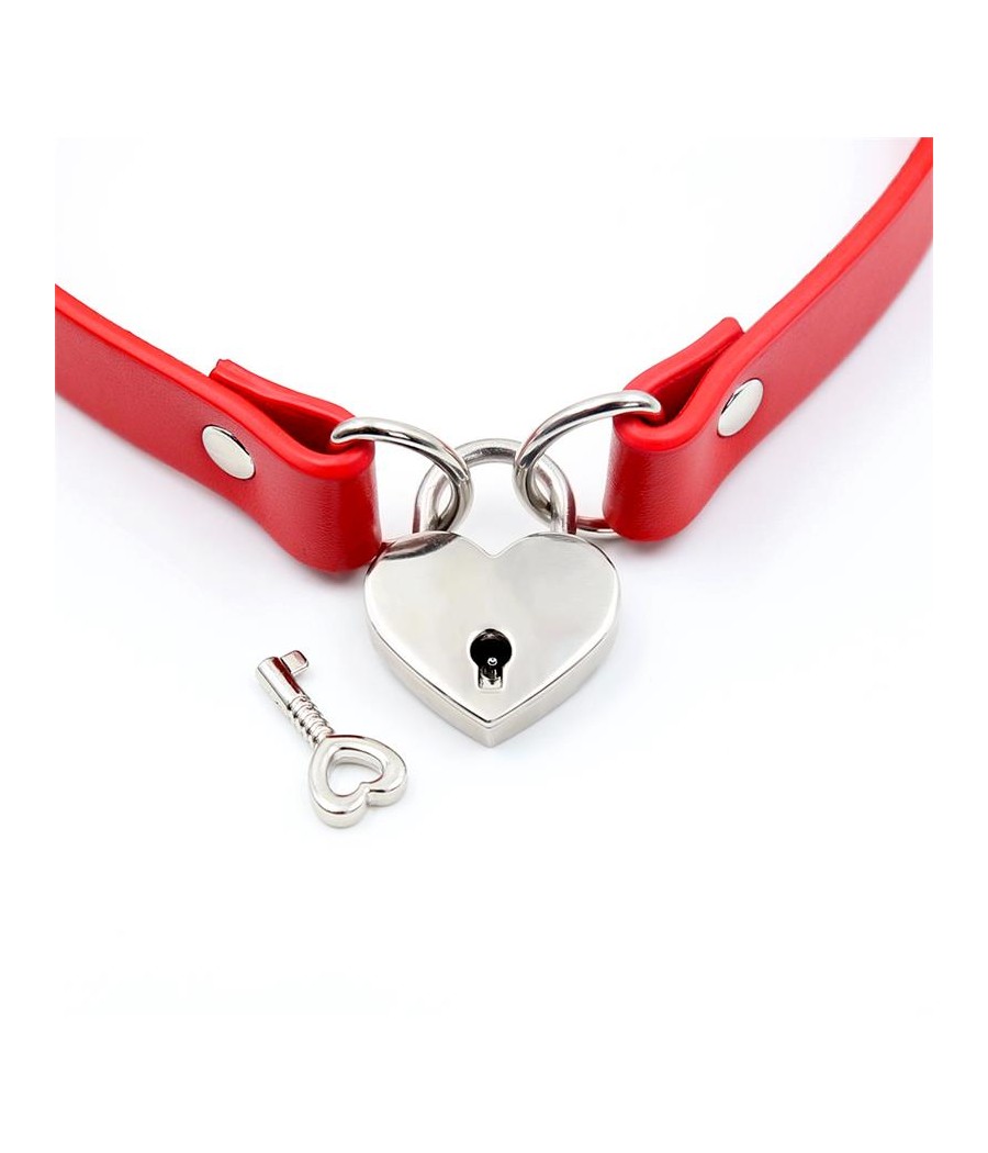 Collar con Candado de Corazon Cuero Vegano Talla unica