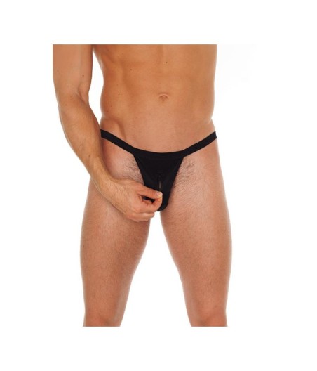 Tanga con Cremallera Negro Talla Única