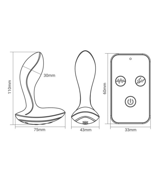 Masajeador Prostatico con Electro Shock y Vibracion con Control Remoto