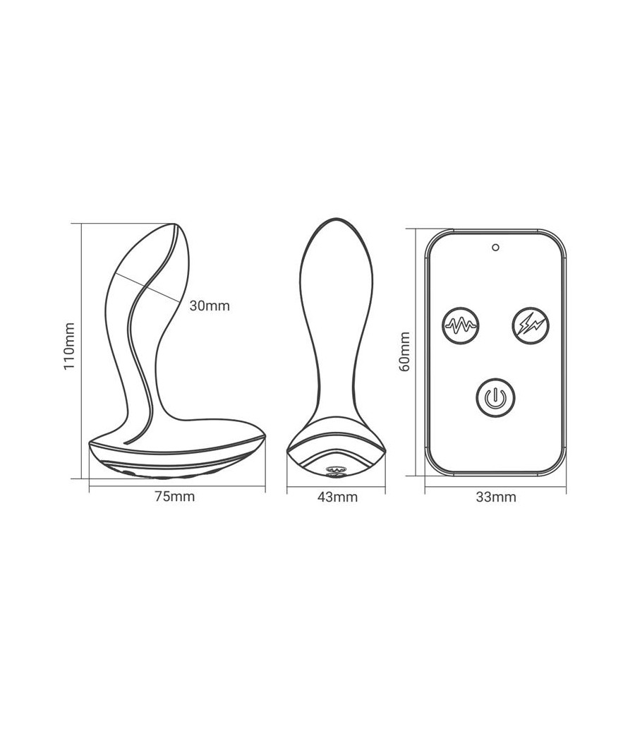 Masajeador Prostatico con Electro Shock y Vibracion con Control Remoto