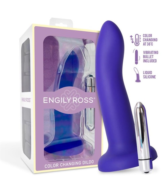 Dildo con Vibracion que Cambia de Color Azul a Purpura Talla M 17 cm