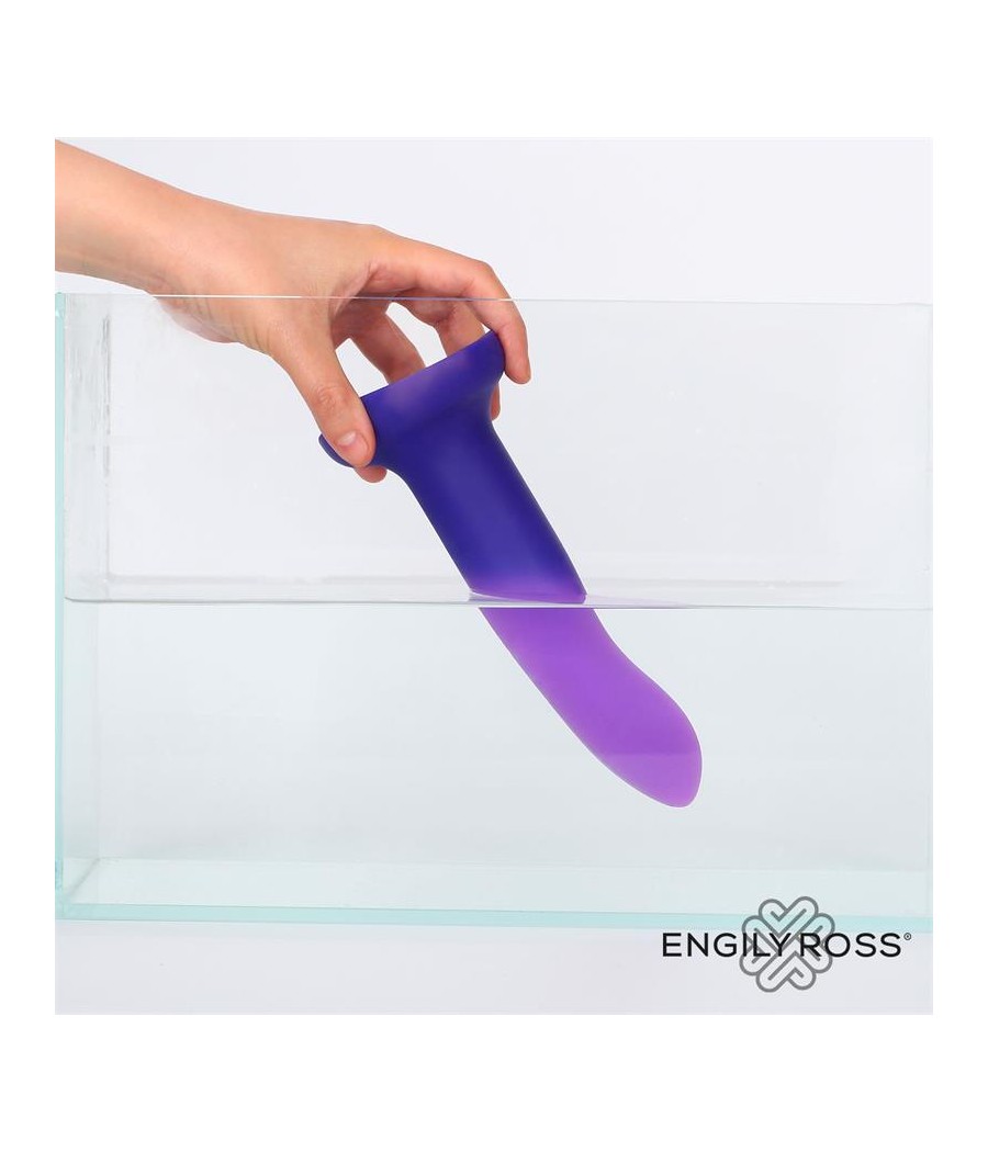 Dildo con Vibracion que Cambia de Color Azul a Purpura Talla M 17 cm