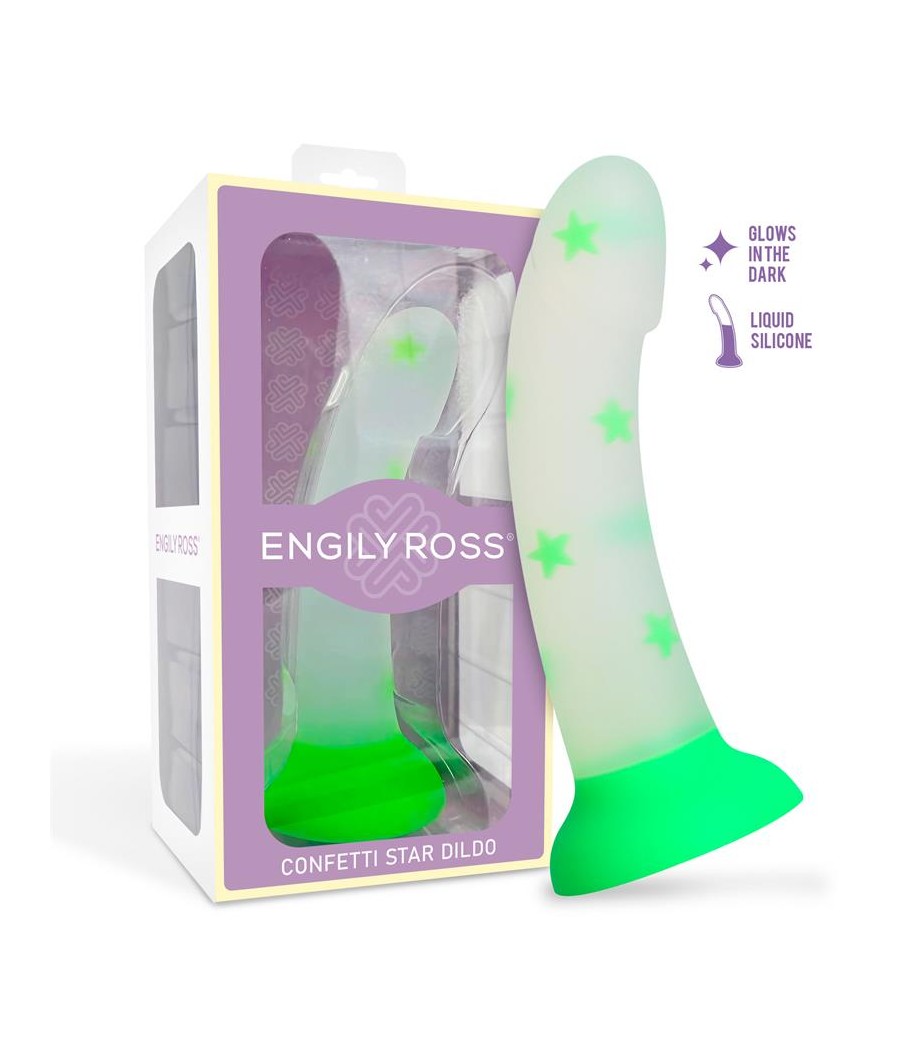 Dildo que Brilla en la Oscuridad Confetti Star 17 cm