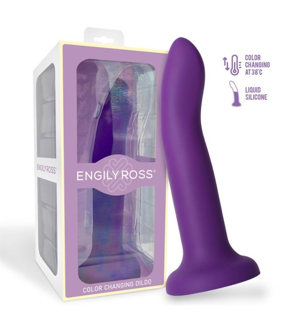 Dildo que Cambia de Color Pupura a Rosa Talla L 21 cm