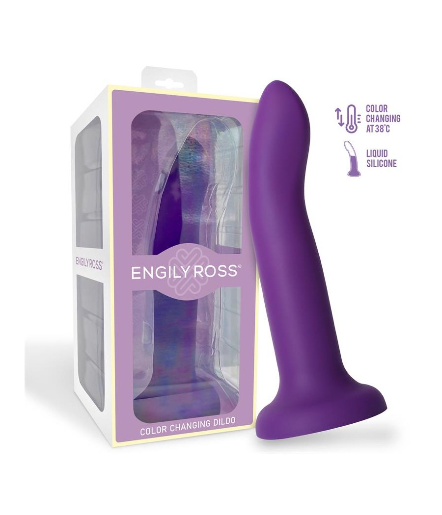 Dildo que Cambia de Color Pupura a Rosa Talla L 21 cm