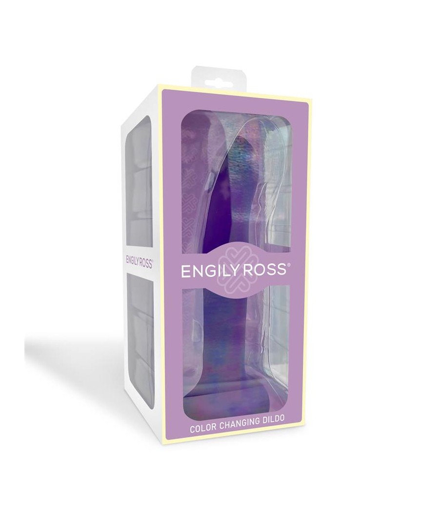 Dildo que Cambia de Color Pupura a Rosa Talla L 21 cm