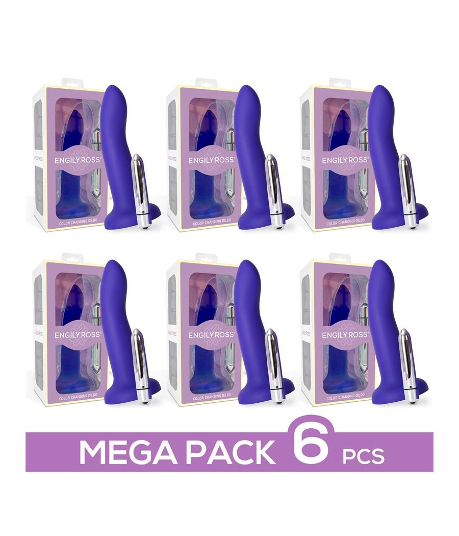 Pack 6 Dildo que Cambia de Color de Purpura a Rosa Talla S 14 cm