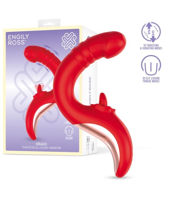 Drako Vibrador con Thrusting y Lengua Oscilante 360º