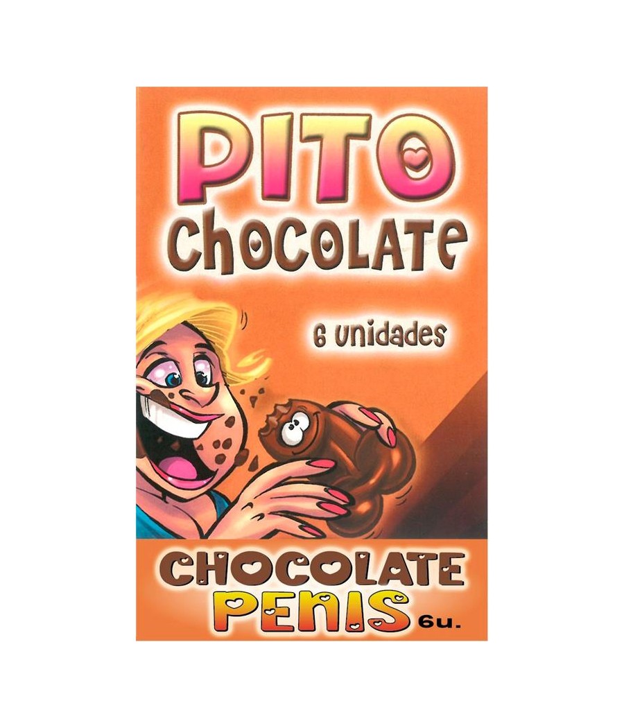 Caja Comic Forma Pene Chocolate Negro 6 unidades