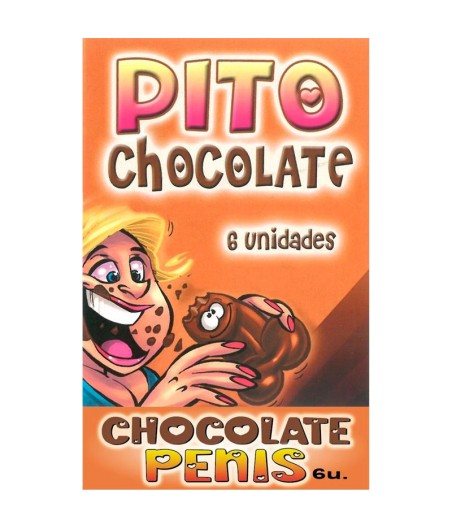 Caja Comic Forma Pene Chocolate Negro 6 unidades