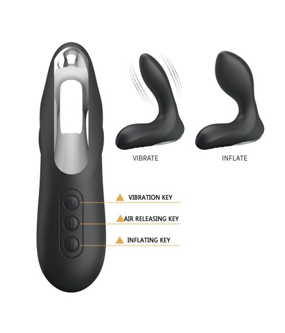 Estimlador Anal Inflable Leonard Silicona USB Negro