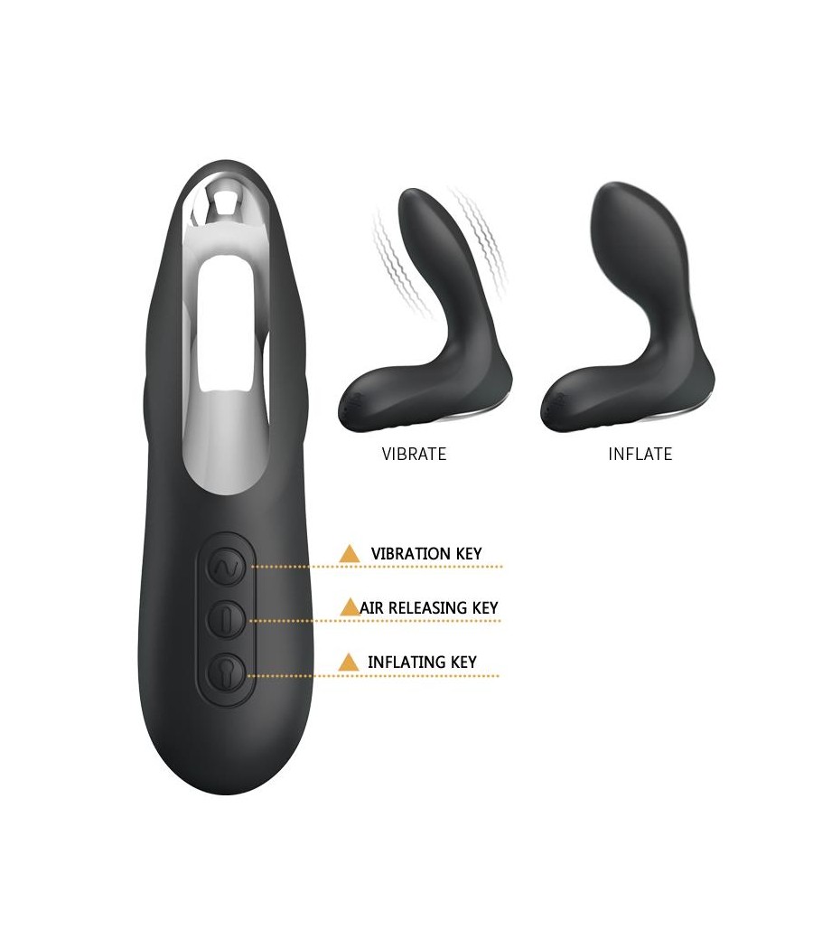 Estimlador Anal Inflable Leonard Silicona USB Negro