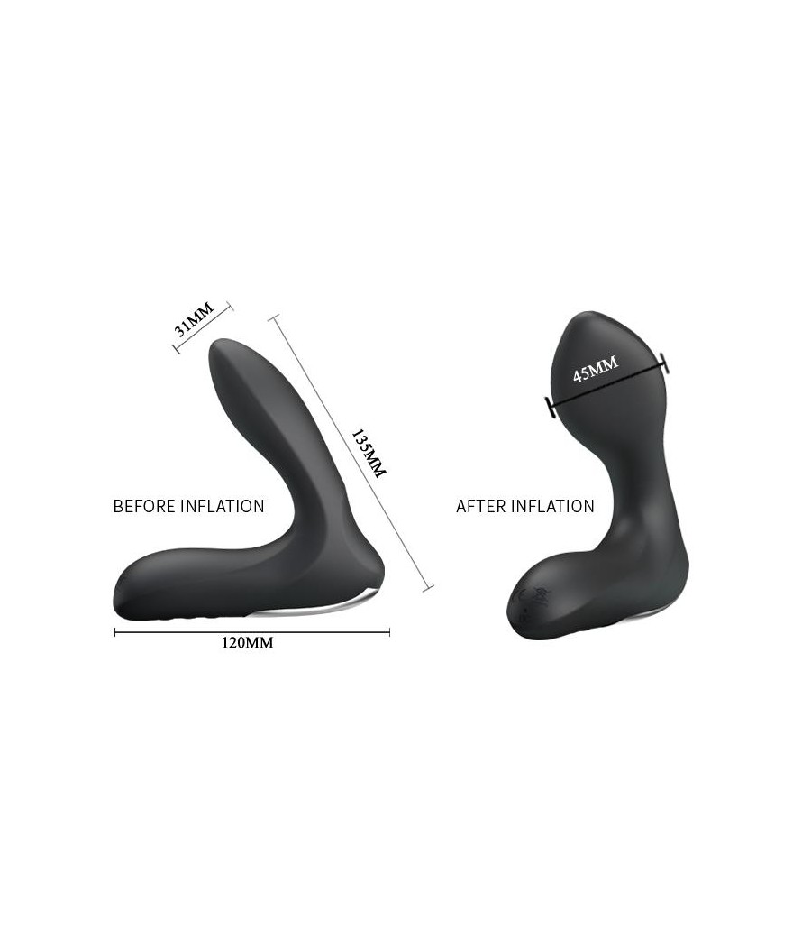 Estimlador Anal Inflable Leonard Silicona USB Negro