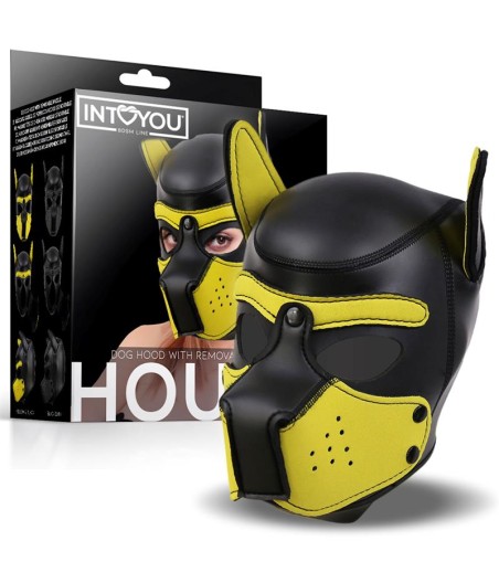 Hound Máscara de Perro Neopreno Hocico Extraíble Negro/Amarillo Talla Única