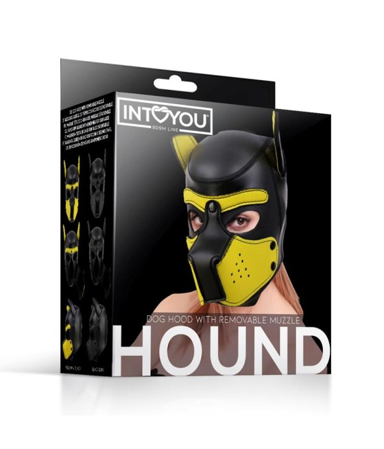 Hound Mascara de Perro Neopreno Hocico Extraible Negro Amarillo Talla unica