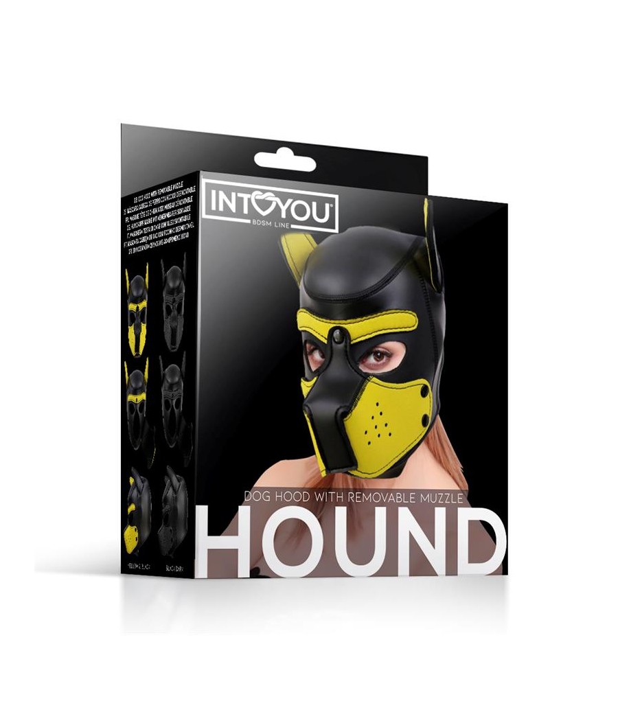 Hound Mascara de Perro Neopreno Hocico Extraible Negro Amarillo Talla unica