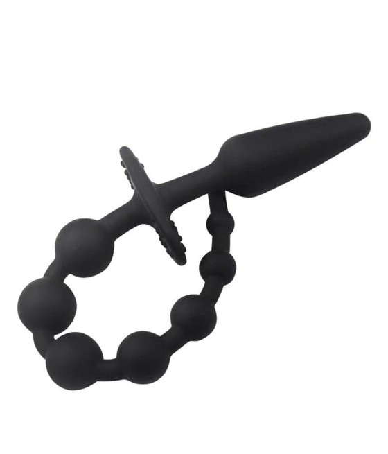 Plug Anal con Cadena Anal Silicona Negro