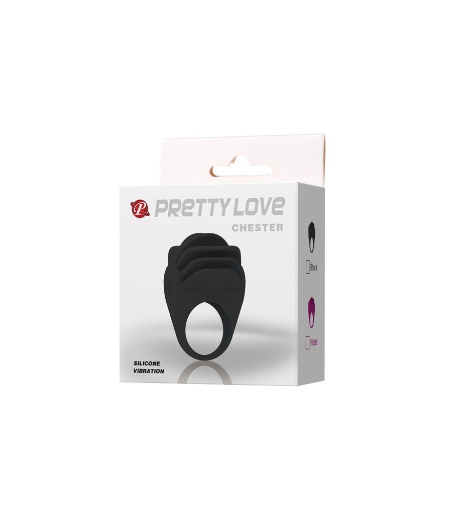 Pretty Love Anillo Vibrador Chester Color Negro