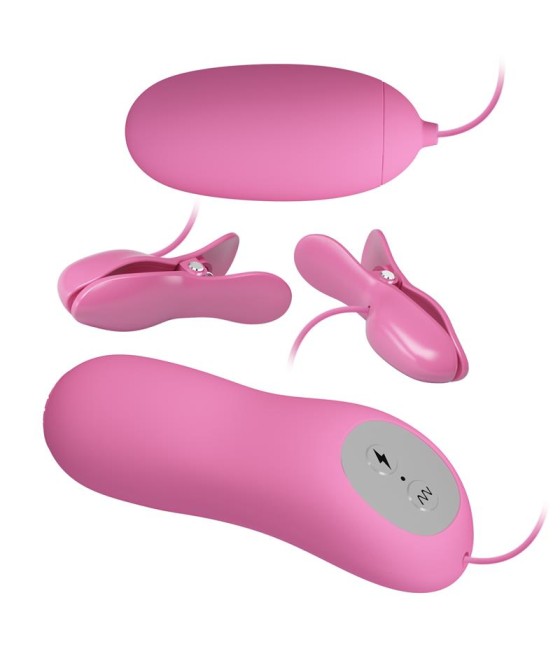 Pinzas para Pezones y Huevo Vibrador con Electro shock