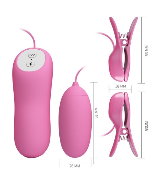 Pinzas para Pezones y Huevo Vibrador con Electro shock