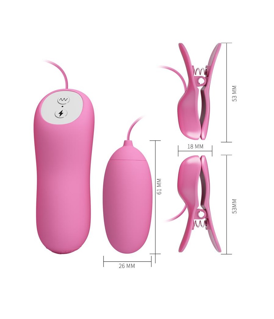 Pinzas para Pezones y Huevo Vibrador con Electro shock