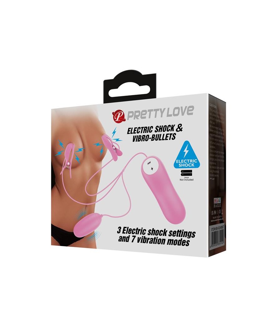 Pinzas para Pezones y Huevo Vibrador con Electro shock