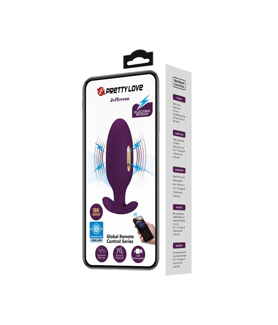 Jefferson Plug Anal con Vibracion y Electroshock con APP