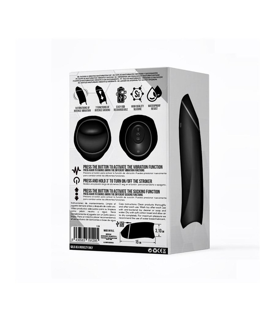 Evony Masturbador Masculino Sexo Oral Succion y Vibracion 2 Motores USB Silicona