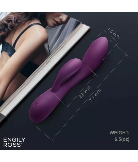 Bacall 20 Vibrador Silicona Liquida Inyectada Doble Motor USB Purpura