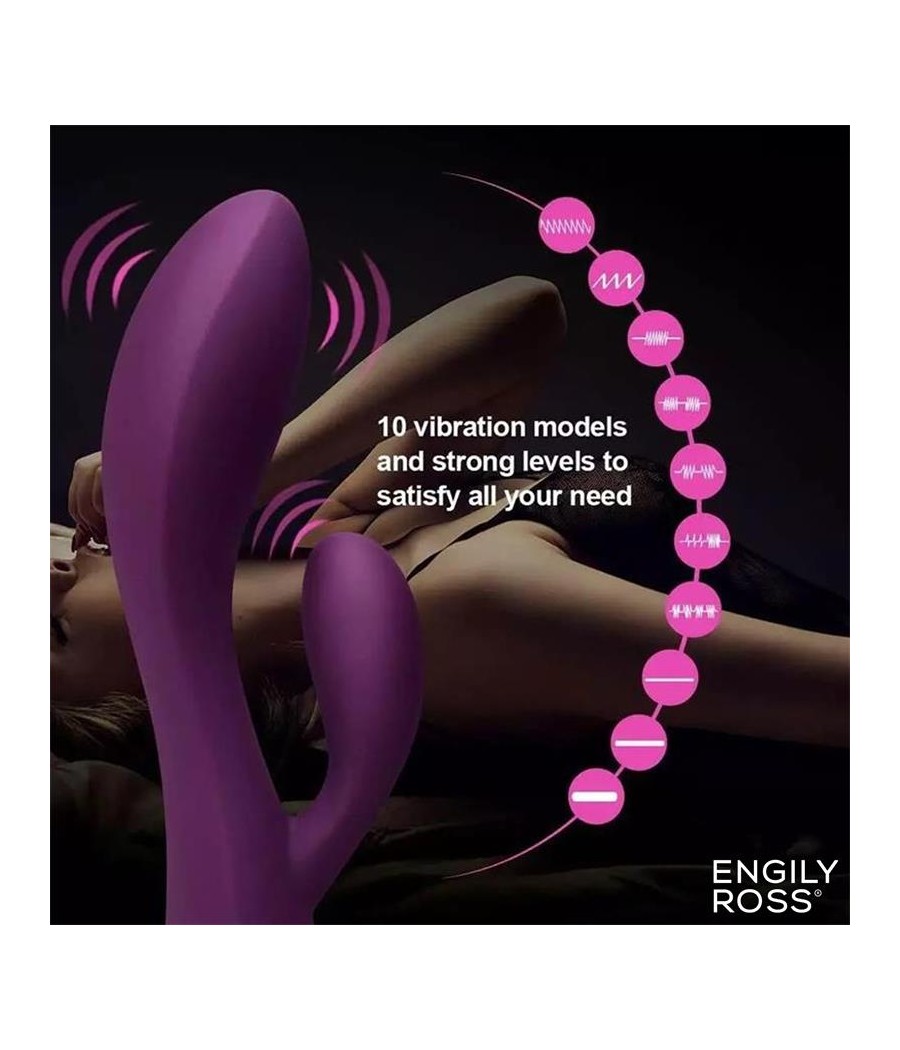 Bacall 20 Vibrador Silicona Liquida Inyectada Doble Motor USB Purpura