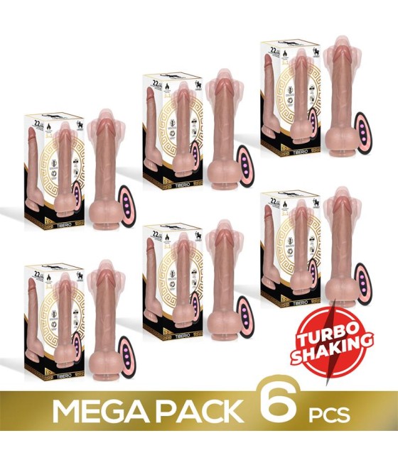 Pack de 6 Tiberio Dildo Realista Turbo Shaking con Trusting, Rotación 360º y Control Remoto