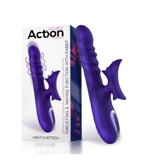 No. Fourteen Vibrador Función Telescópica Ondulante y Lengua Alta Frecuencia Silicona Líquida USB