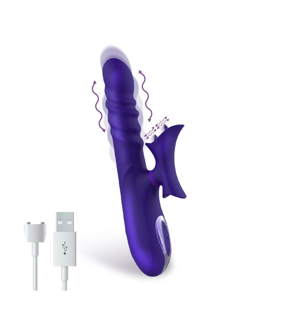 No Fourteen Vibrador Funcion Telescopica Ondulante y Lengua Alta Frecuencia Silicona Liquida USB