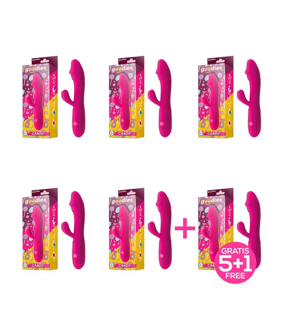 Pack 51 Candy Vibrador con Conejito Punto G USB Silicona Fucshia