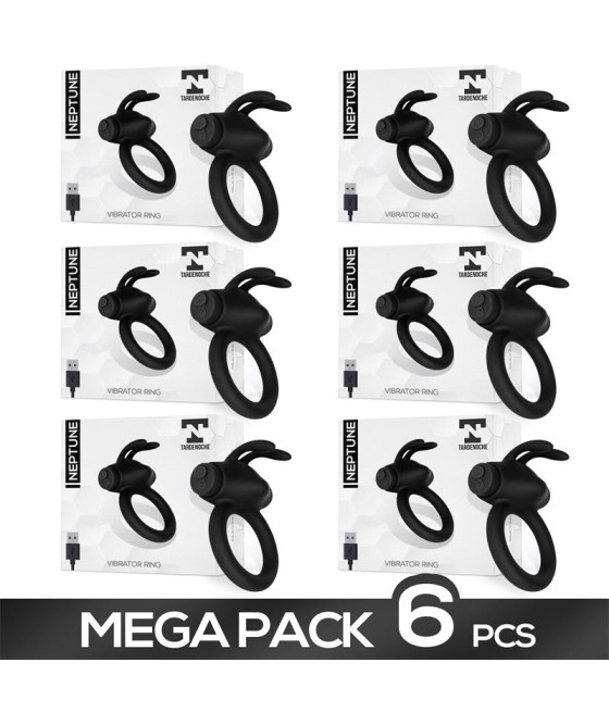 Pack 5 +1 Neptune Anillo Vibrador Silicona Recargable USB