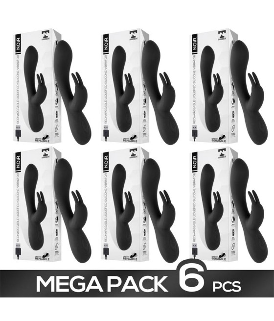 Pack de 6 Noir Vibrador Silicona Liquida Inyectada 2 Motores USB