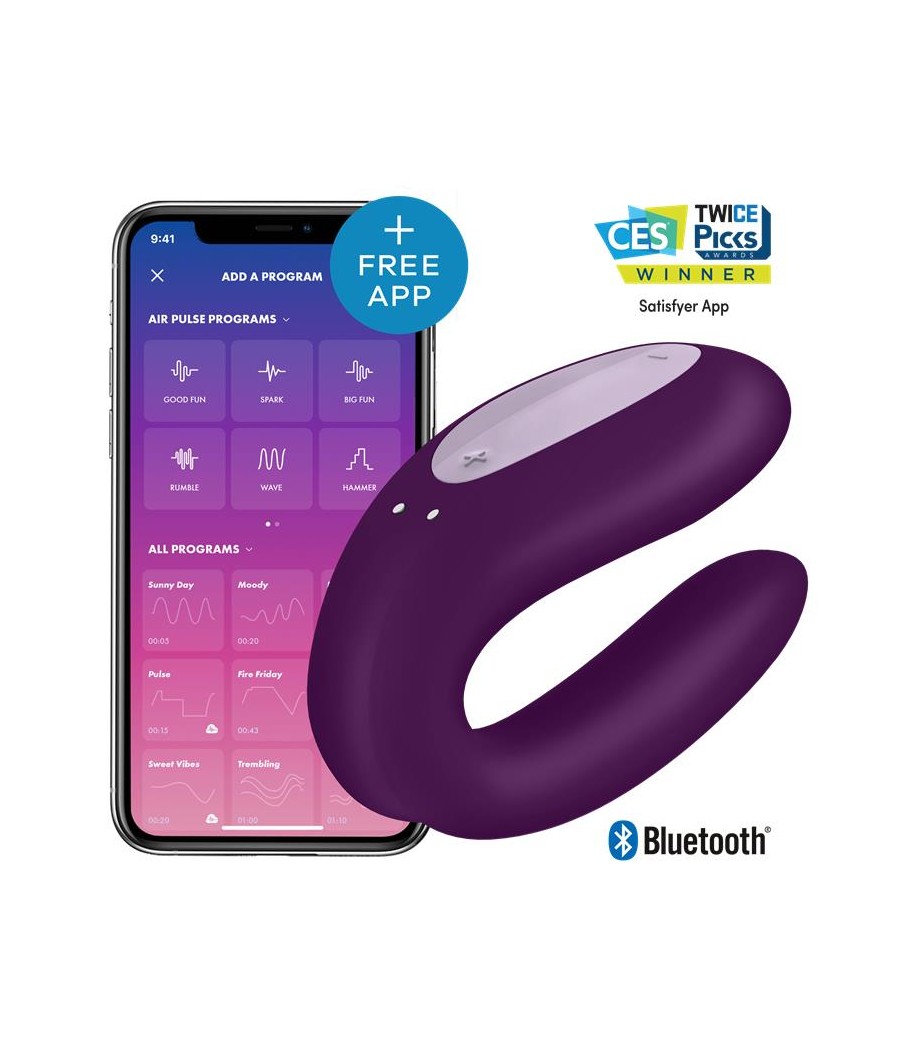 Vibrador para Parejas con APP Double Joy Violeta