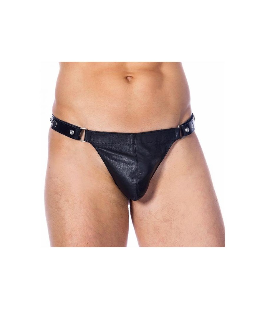 Tanga de Cuero Ajustable Color NEgro